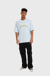 Polera Hombre College Graffiti Celeste
