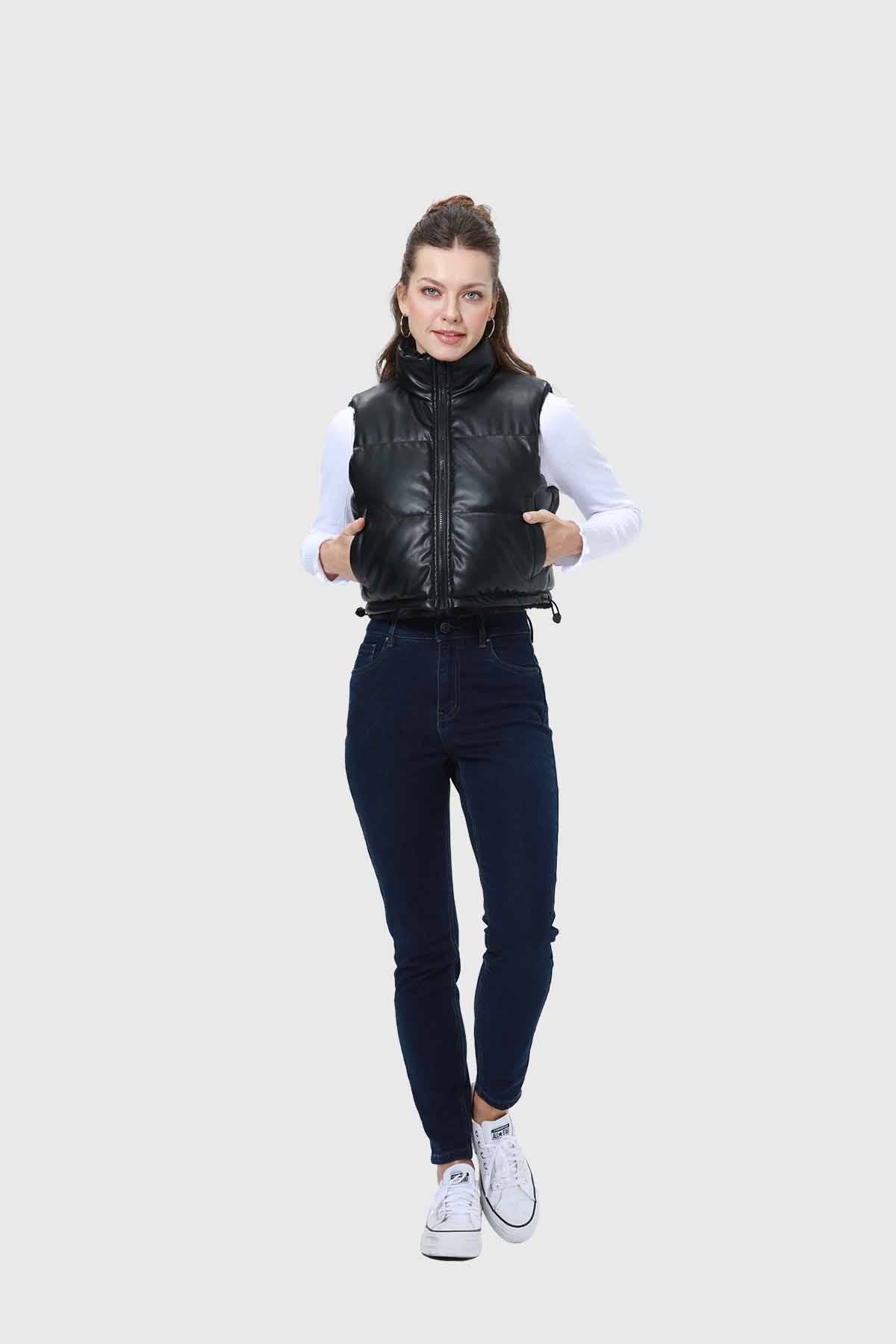 Parka Mujer Piel Reversible Negro