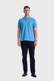 Polera Hombre Piqué Básica Azul