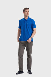 Polera Hombre Básica Piqué Azul