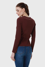 Polera Mujer Rib Café