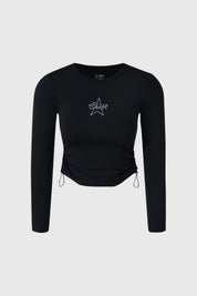 Polera Niña Rigido Strass Negro