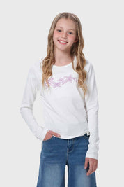POLERA NIÑA CON NUDO RECOGIDO CRUDO
