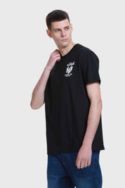 Polera Hombre Doble Print Negro