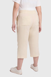 Pantalón Mujer Lino Beige