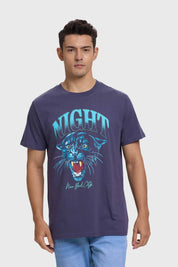 Polera Hombre Print Acid Wash Morado