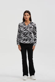 Blusa Mujer Aplicación Lazo Manga Negro