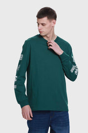 Polera Hombre Print Manga Verde