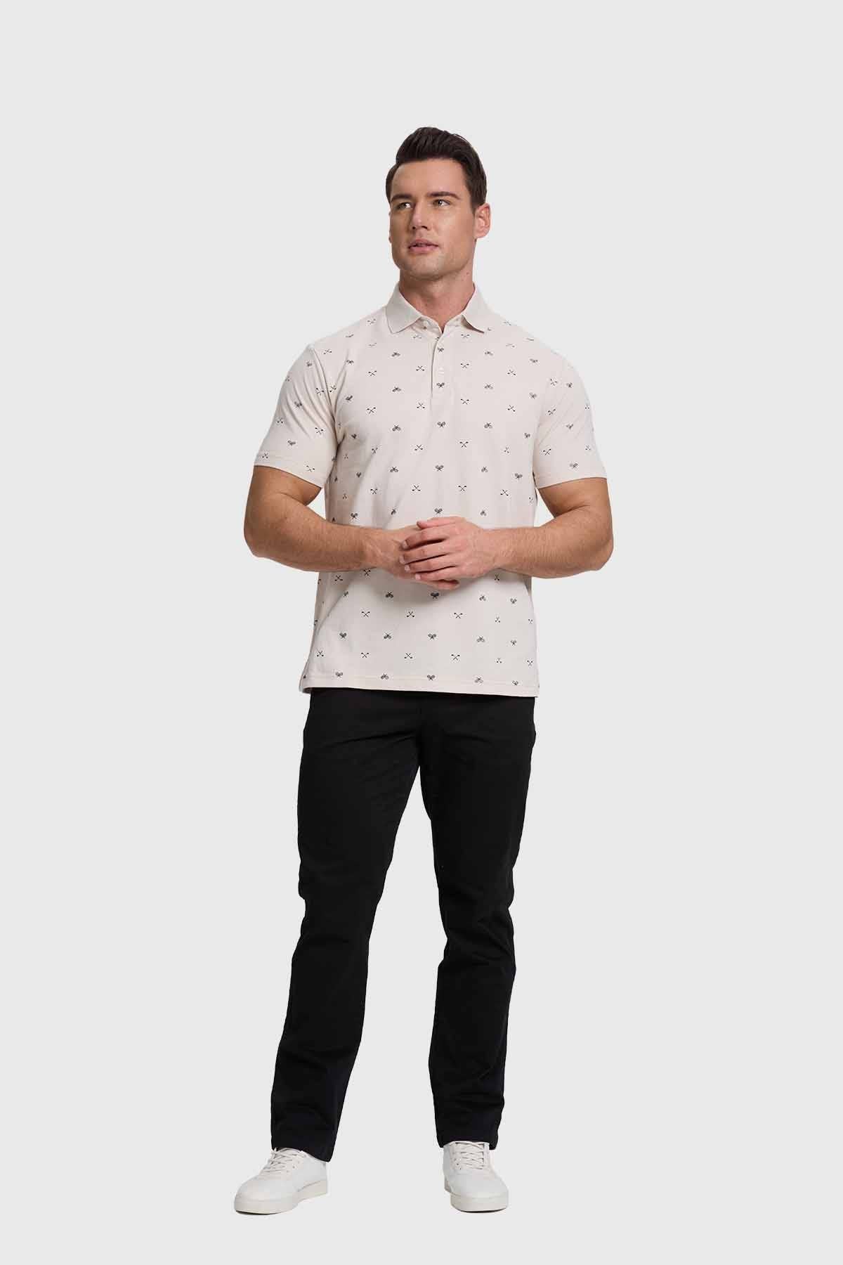 Polera Hombre Mini Print Beige