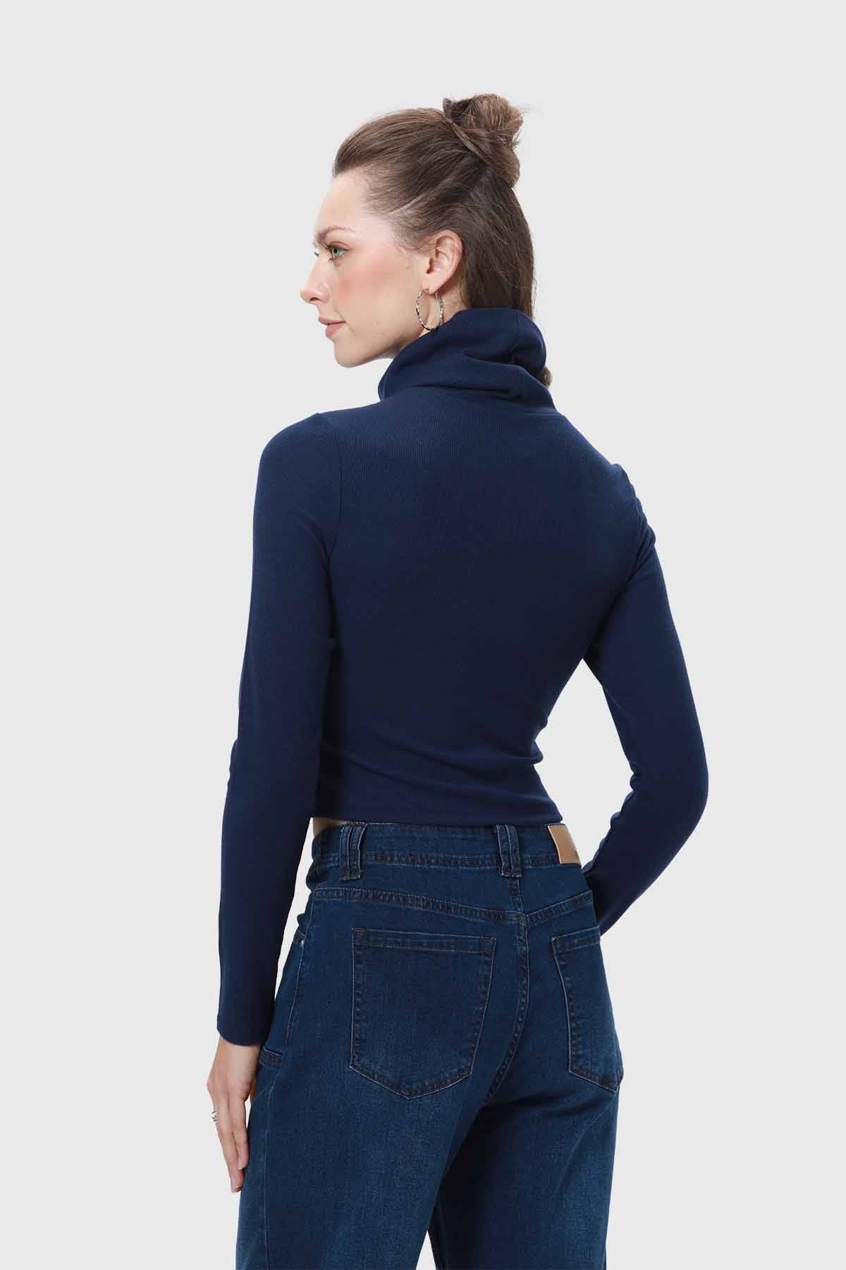 Polera Mujer Rib Azul
