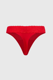 CALZÓN MUJER COLALESS CON ENCAJE PRETINA ROJO