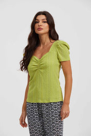 Polera Mujer Escote Corazón Verde