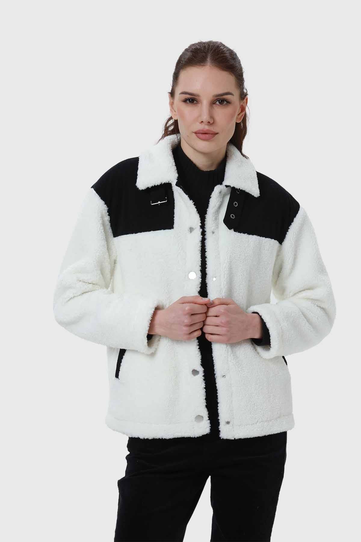 POLAR MUJER PELUDO APLICACIÓN COTELÉ CRUDO