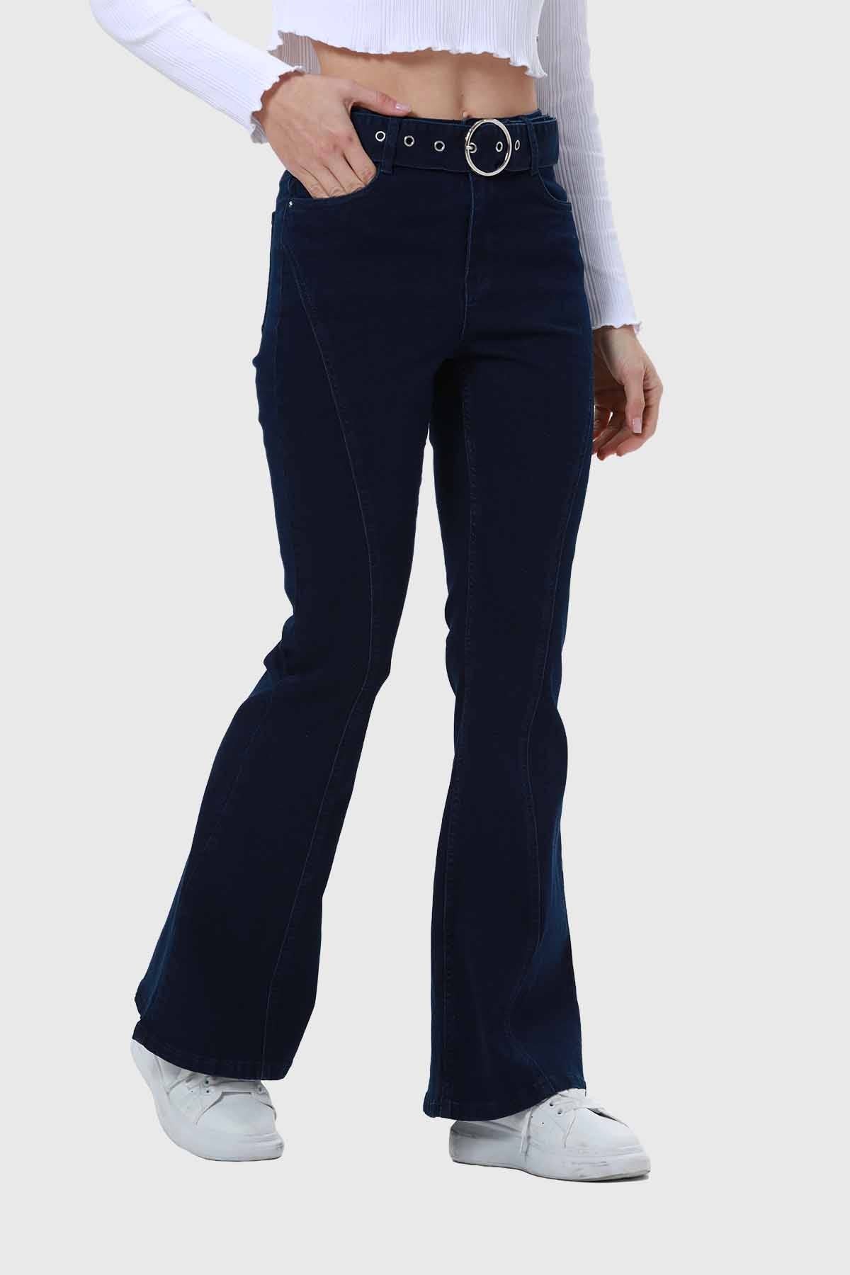 Jeans Mujer Flare Linea Curva Azul