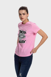 Polera Mujer Básica Print Rosa