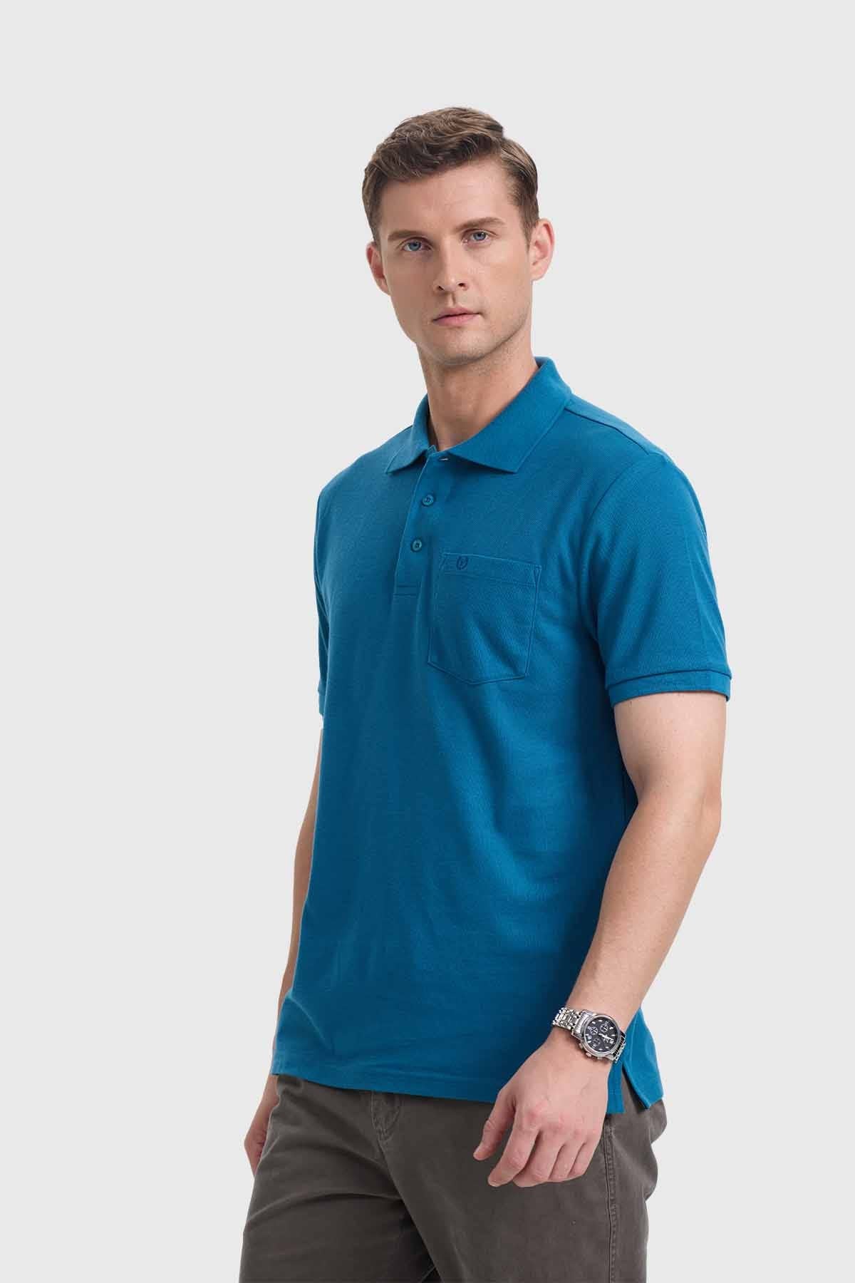 Polera Hombre Básica Piqué Petróleo