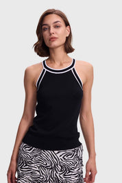 Polera Mujer Aplicación En Contraste Negro