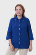 Blusa Mujer Abotonada Roll Up Azul
