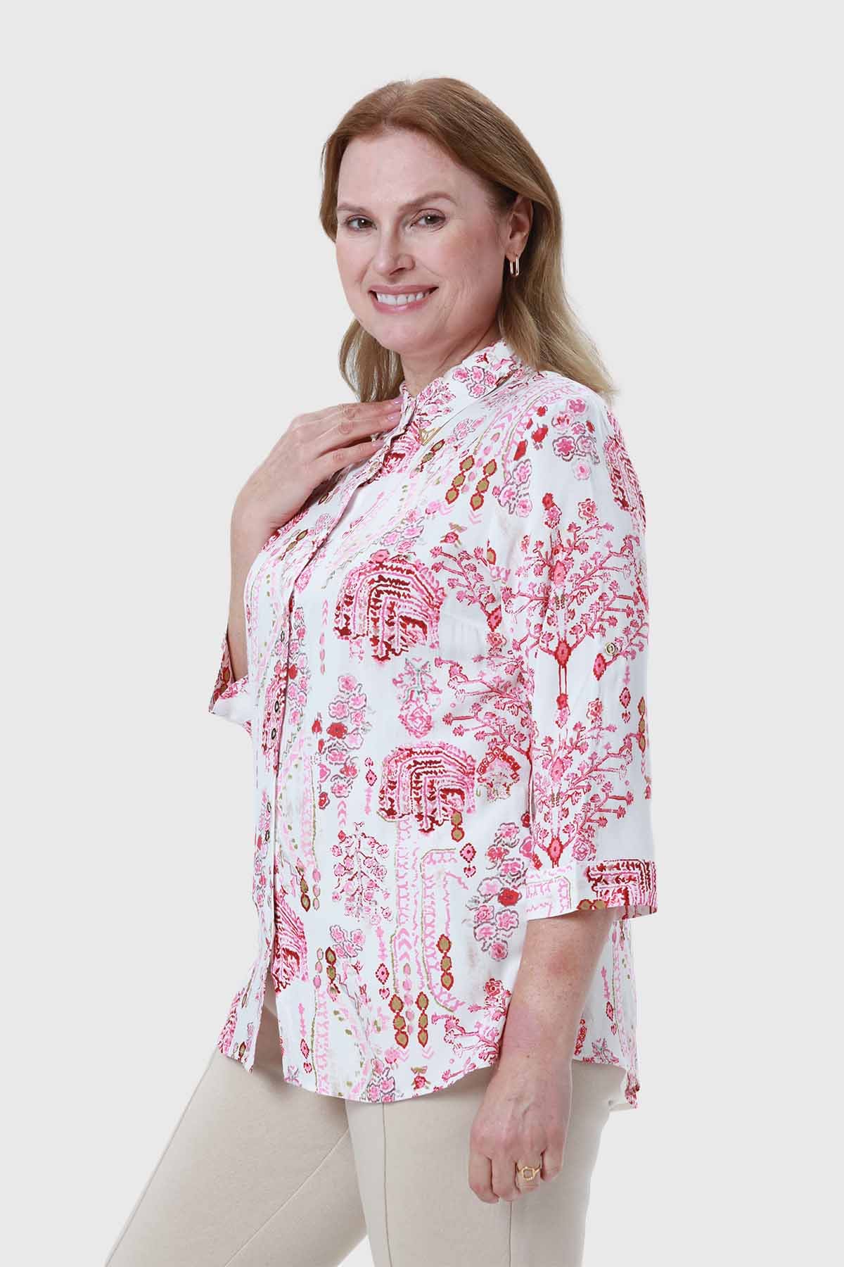 Blusa Mujer Abotonada Roll Up Crudo