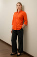 Blusa Mujer Abotonada Roll Up Coral