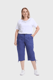 Pantalón Mujer Con Cortes Y Apertura Azul
