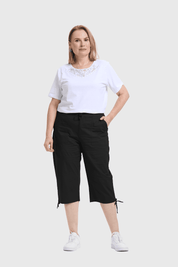 Pantalón Mujer Con Cortes Y Apertura Negro
