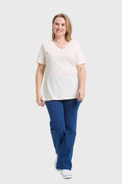 Polera Mujer Escote Recogido Arena