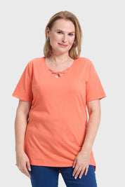 Polera Mujer Escote Recogido Damasco