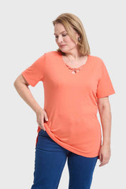 Polera Mujer Escote Recogido Damasco
