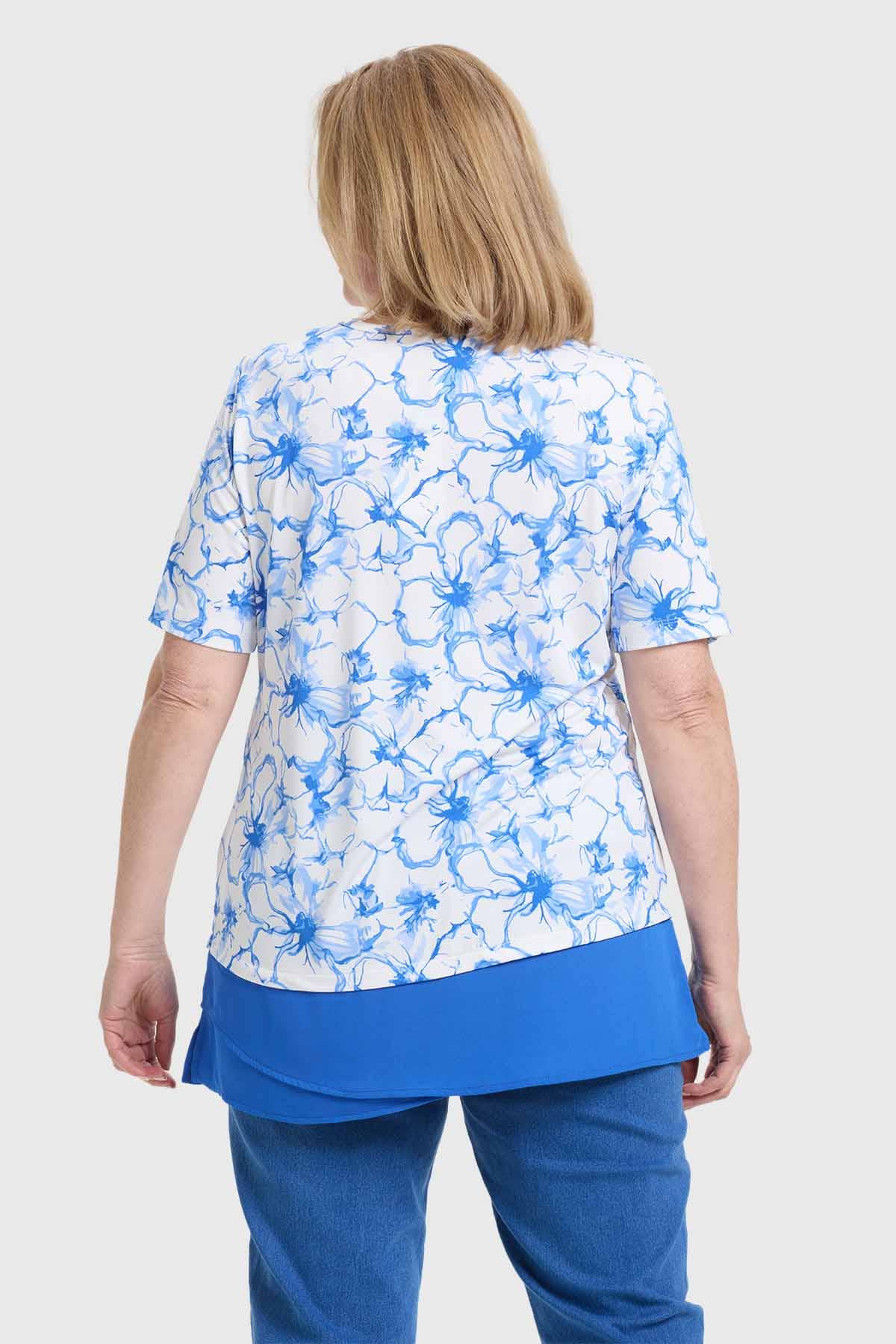 Polera Mujer Con Faldón Azul