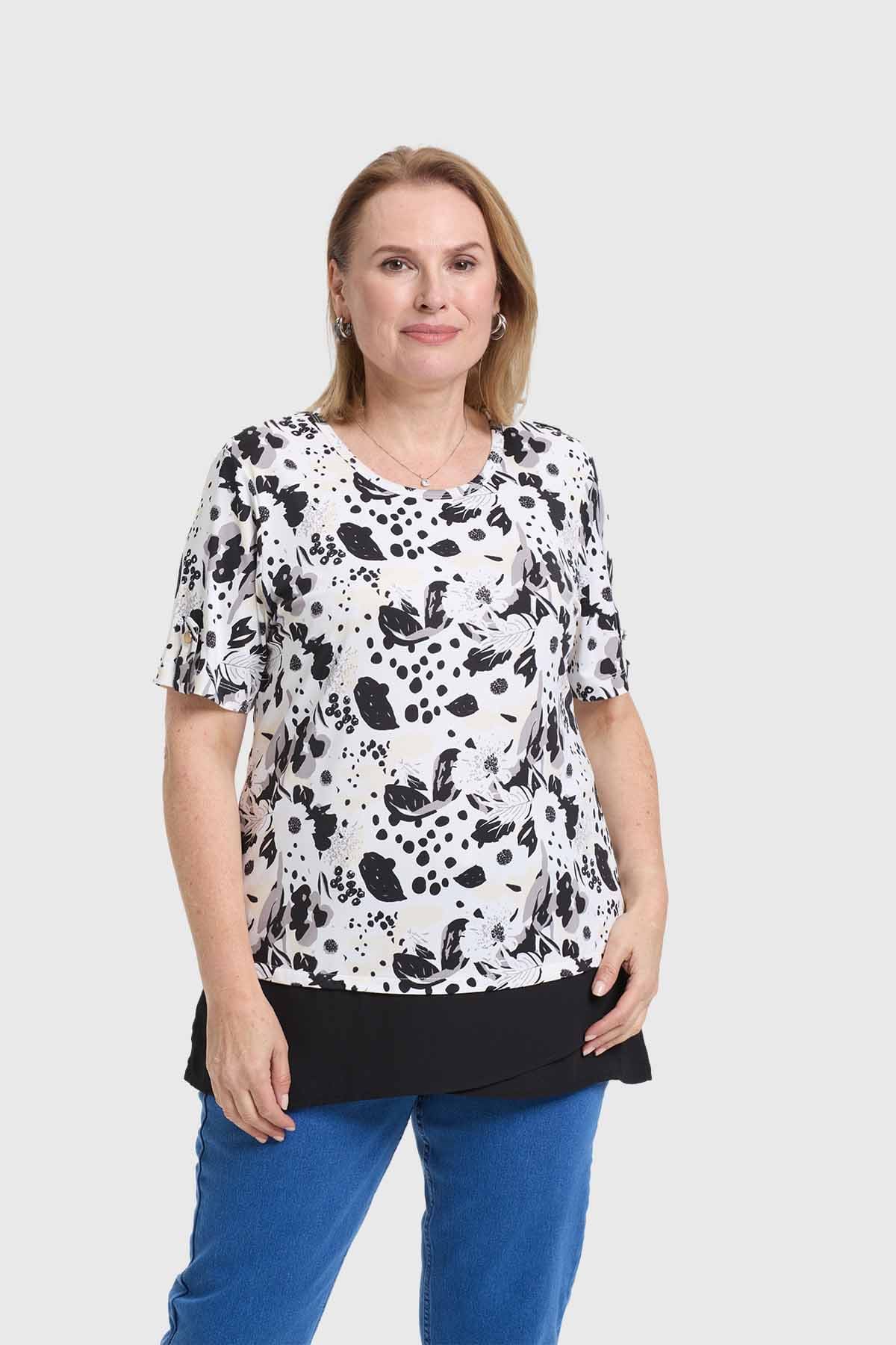 Polera Mujer Con Faldón Negro