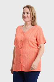Polera Mujer Abotonada Damasco