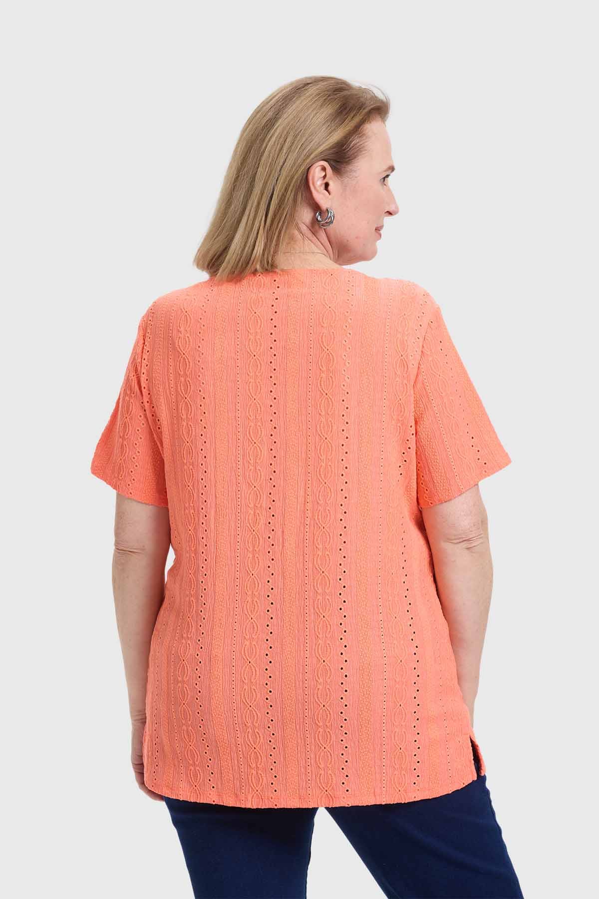 Polera Mujer Abotonada Damasco