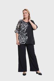 Blusa Mujer Flare Doble Capa Negro