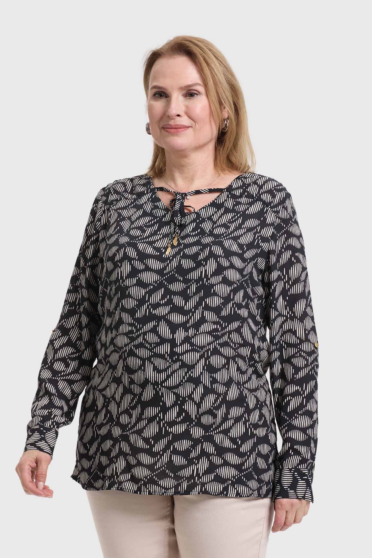 Blusa Mujer Crep Estampada Negro