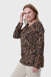 Blusa Mujer Crep Camel