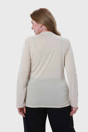 Polera Mujer Cuello Abotonado Beige