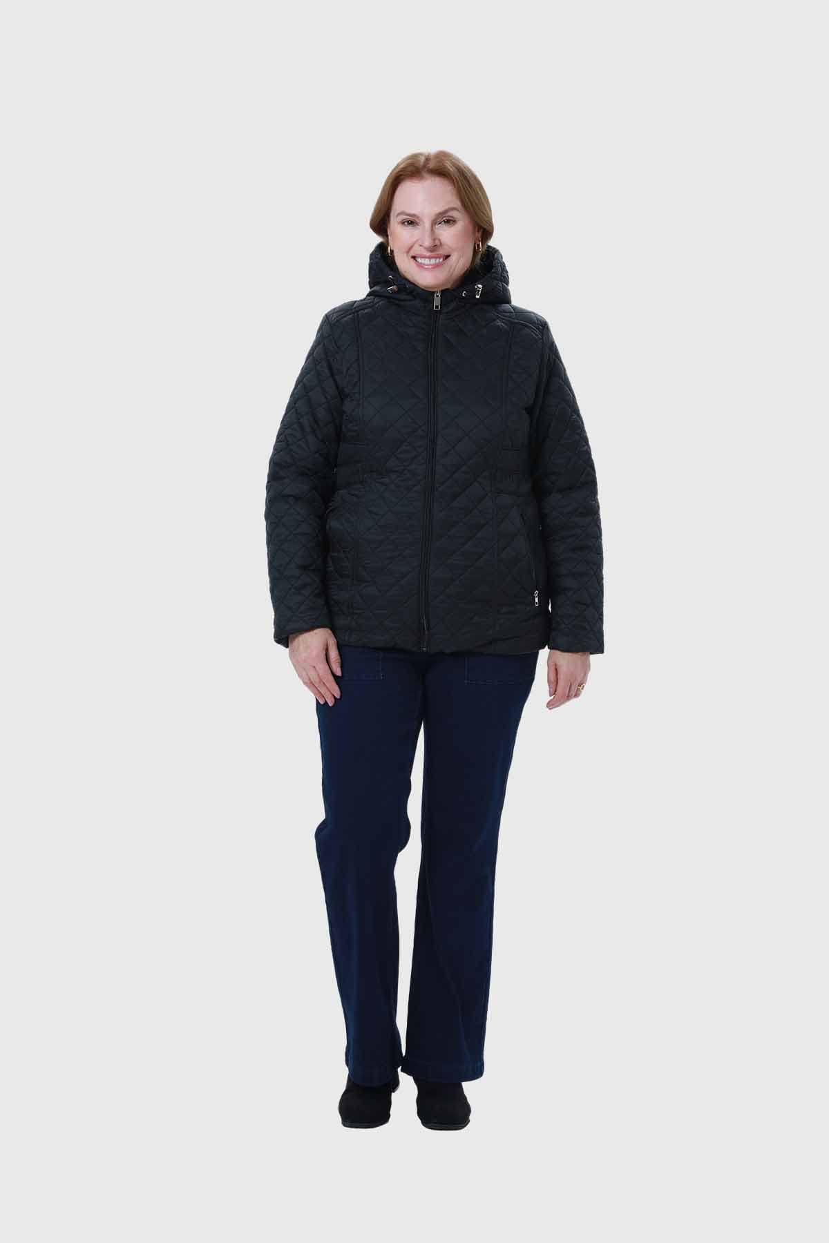 Parka Mujer Con Bolsillo Negro