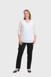 Blusa Mujer Cuello V Crudo