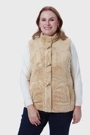 Polar Mujer Estilo Montgomery Peludo Beige