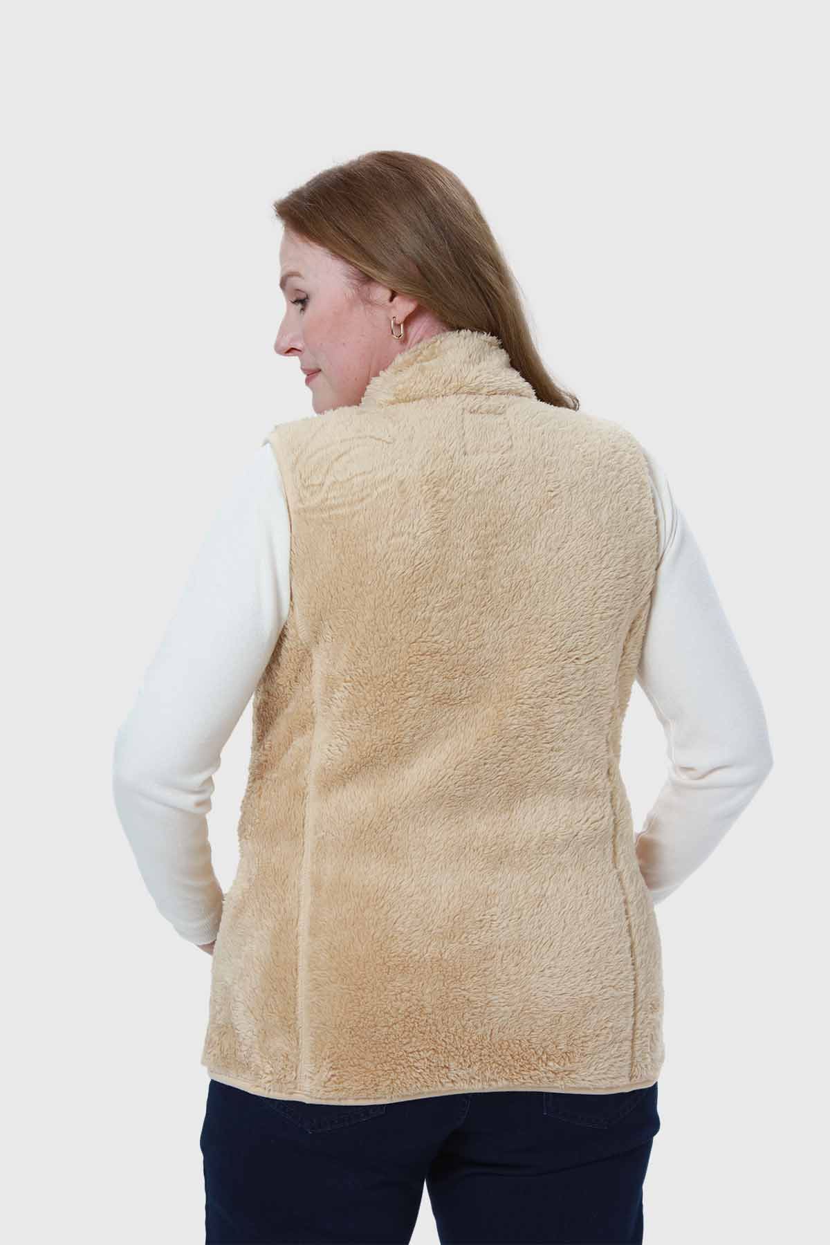 Polar Mujer Estilo Montgomery Peludo Beige