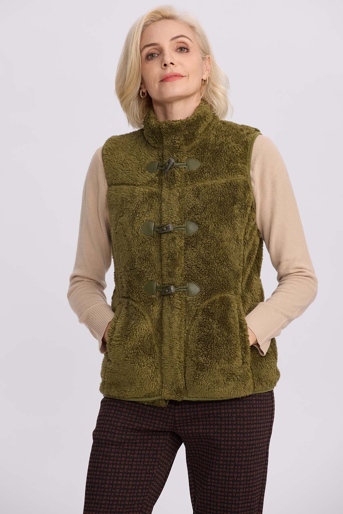 Polar Mujer Peludo Estilo Montgomery Verde