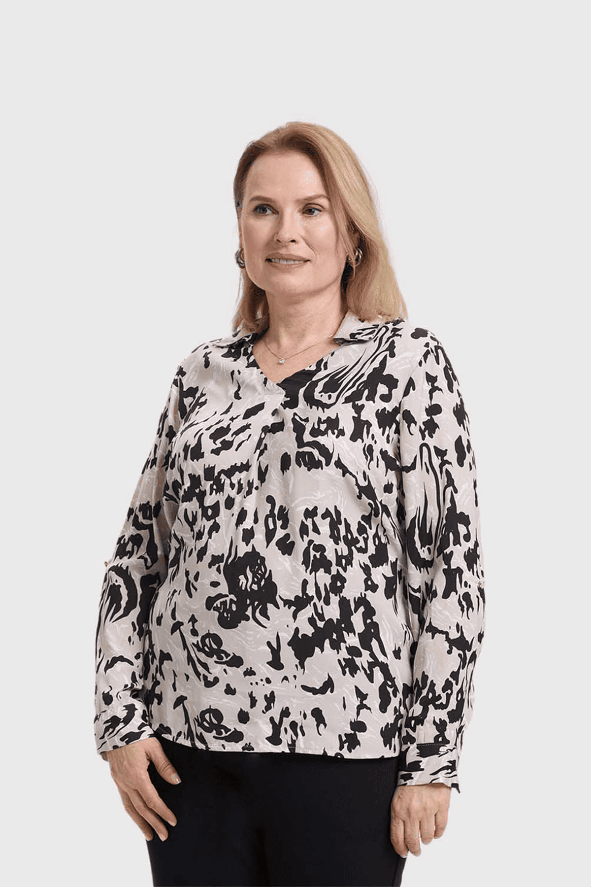 Blusa Mujer Estampada Beige