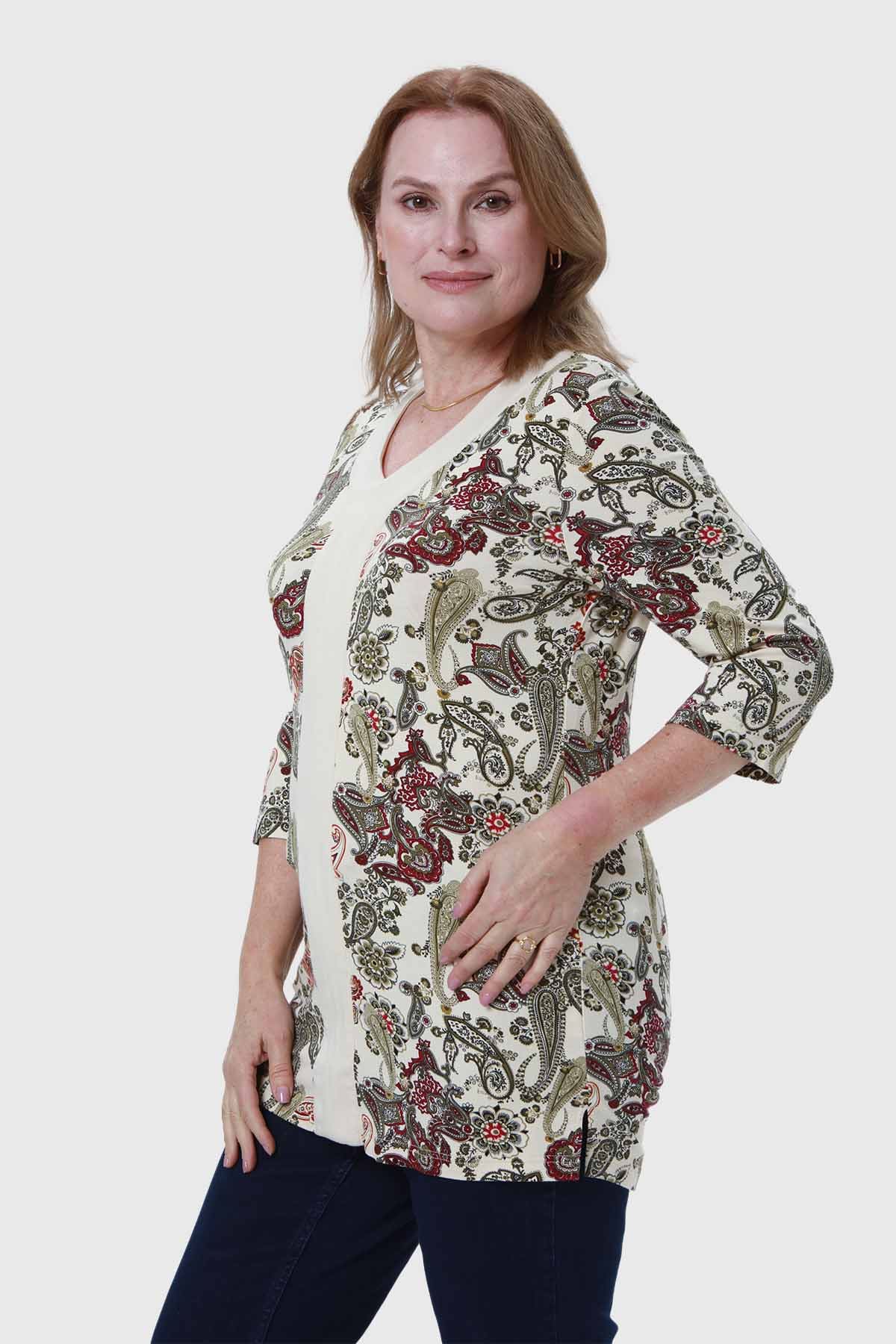Polera Mujer Print Guinda