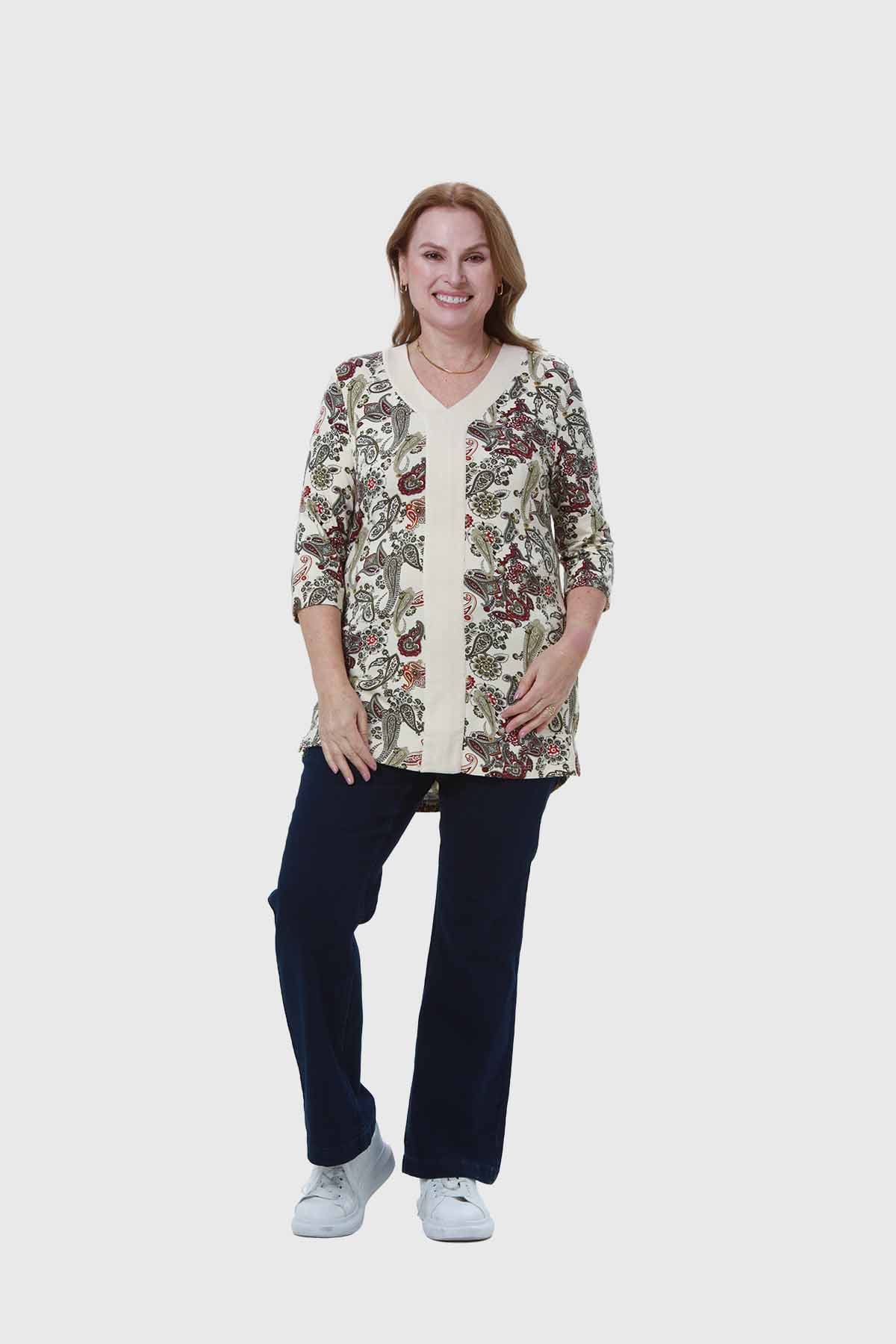 Polera Mujer Print Guinda