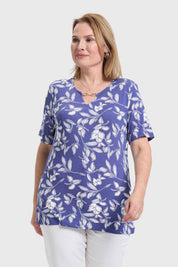 Polera Mujer Aplicación Print Azul