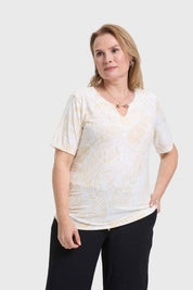 Polera Mujer Aplicación Print Beige