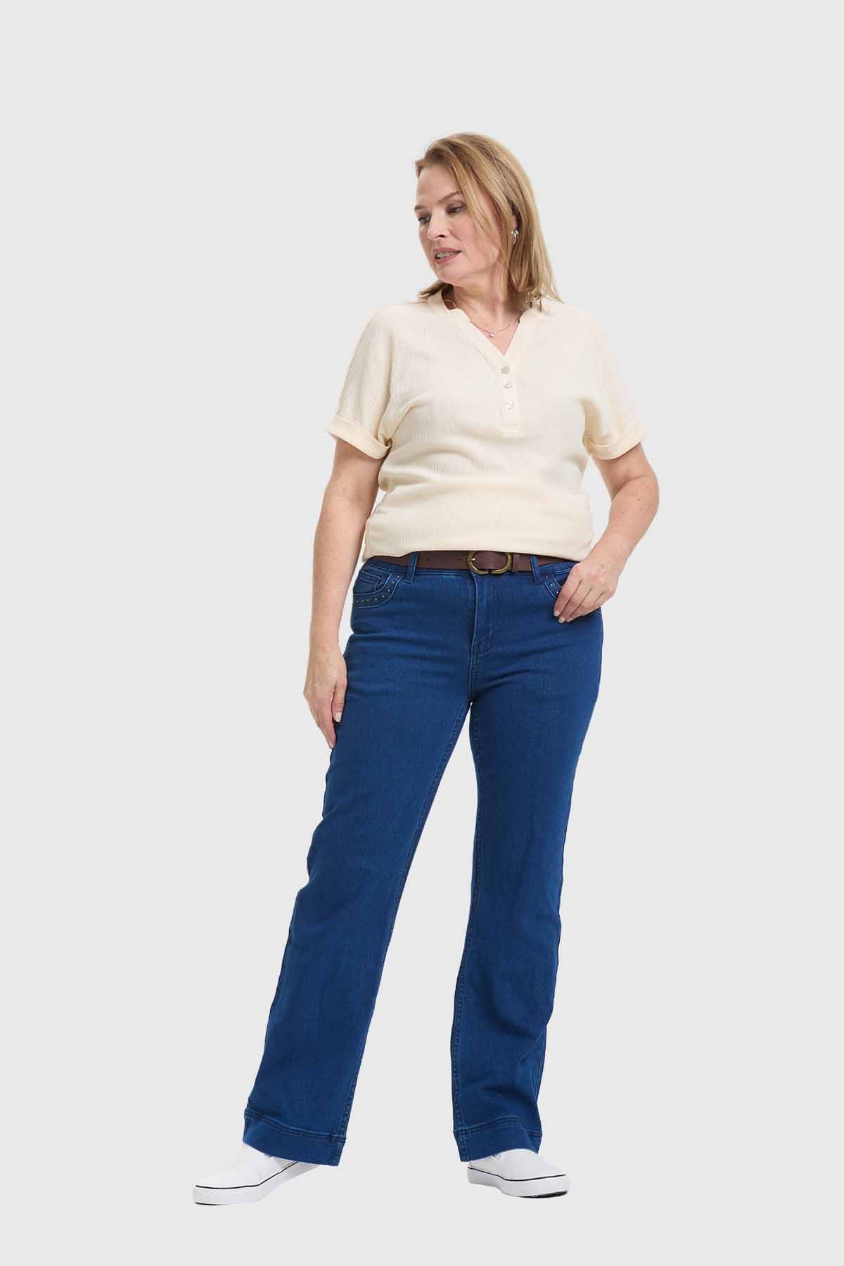 Jeans Mujer Recto Clásico Azul Azul / 46