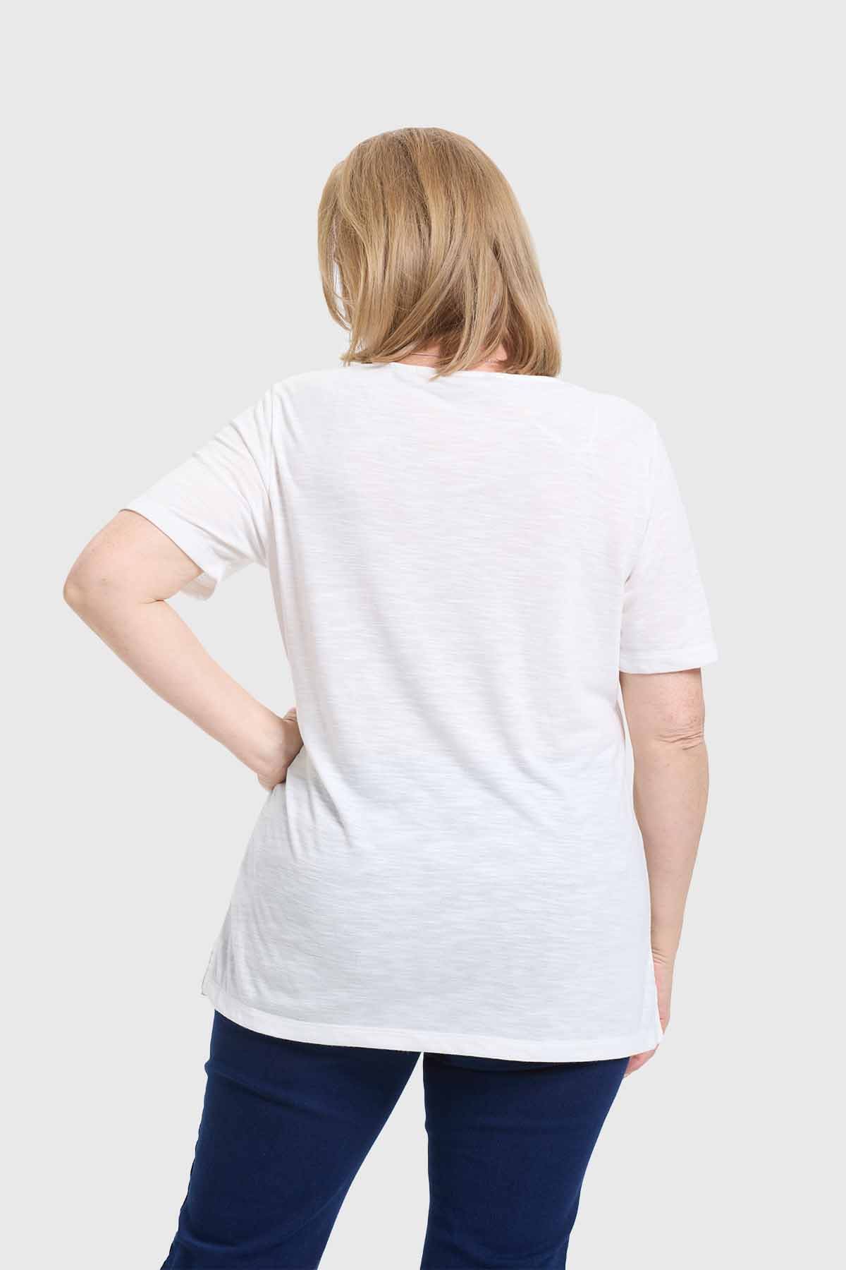 Polera Mujer Detalle Macramé Crudo