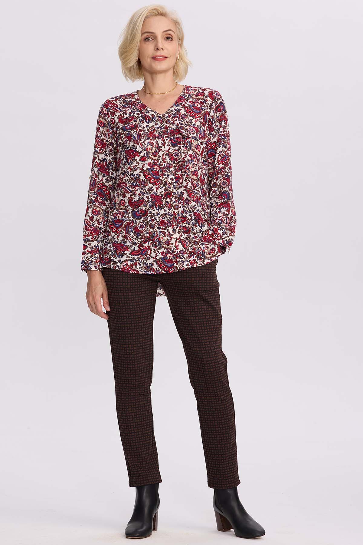 Blusa Mujer Pinza Pliegue Delantero Crudo